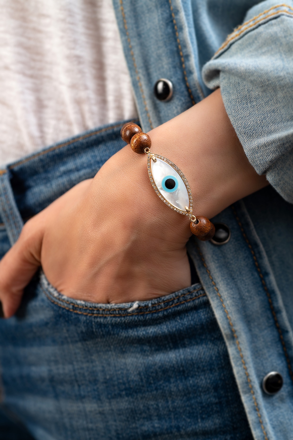 Buy Evil Eye Shimmer Bracelet | Made with BIS Hallmarked Gold | Starkle